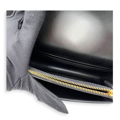 Sunset Wallet On Chain Black in Calfskin, Gold hardware