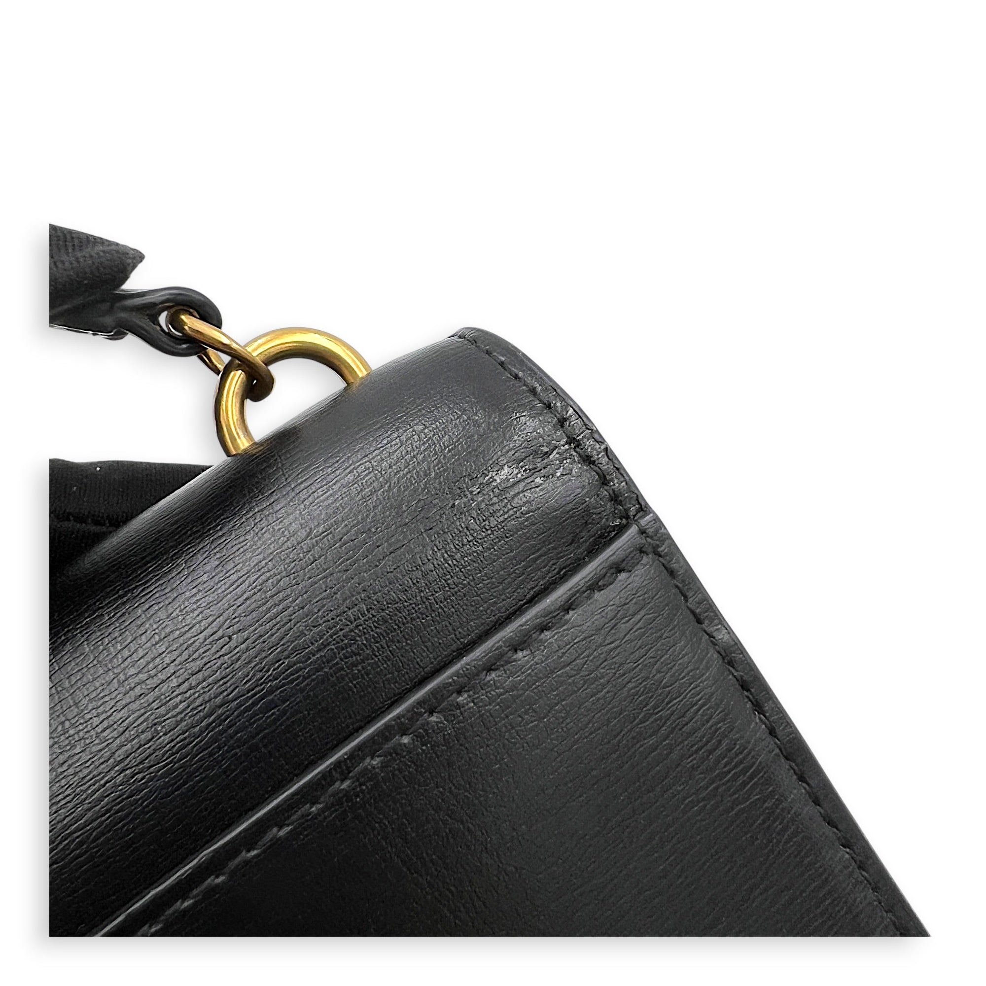 Sunset Wallet On Chain Black in Calfskin, Gold hardware