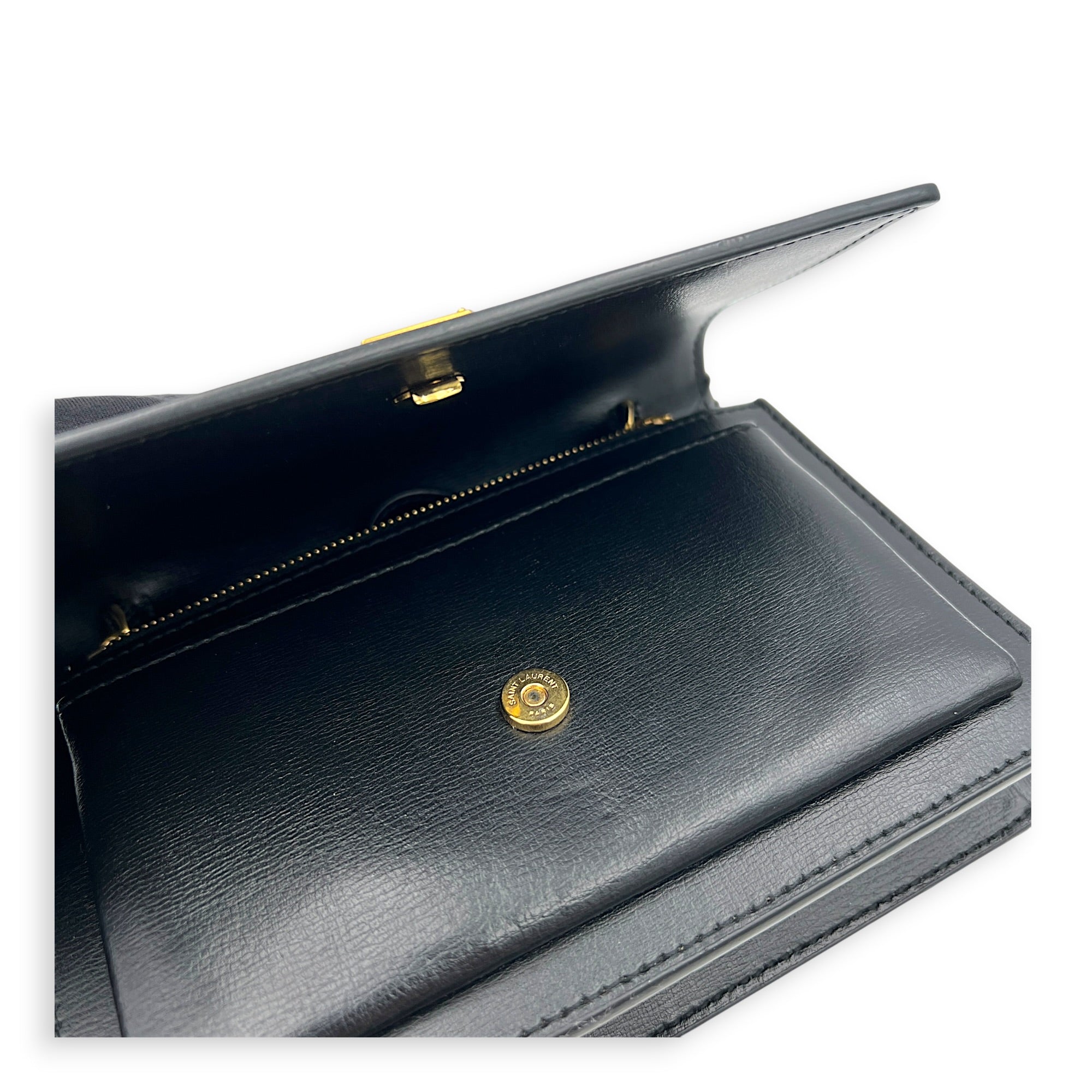 Sunset Wallet On Chain Black in Calfskin, Gold hardware