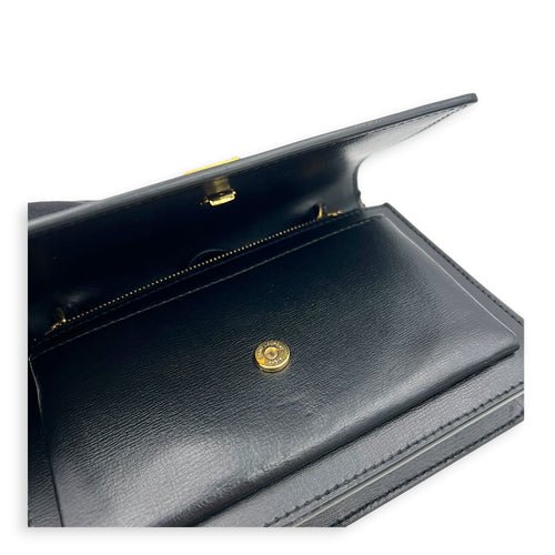 Sunset Wallet On Chain Black in Calfskin, Gold hardware