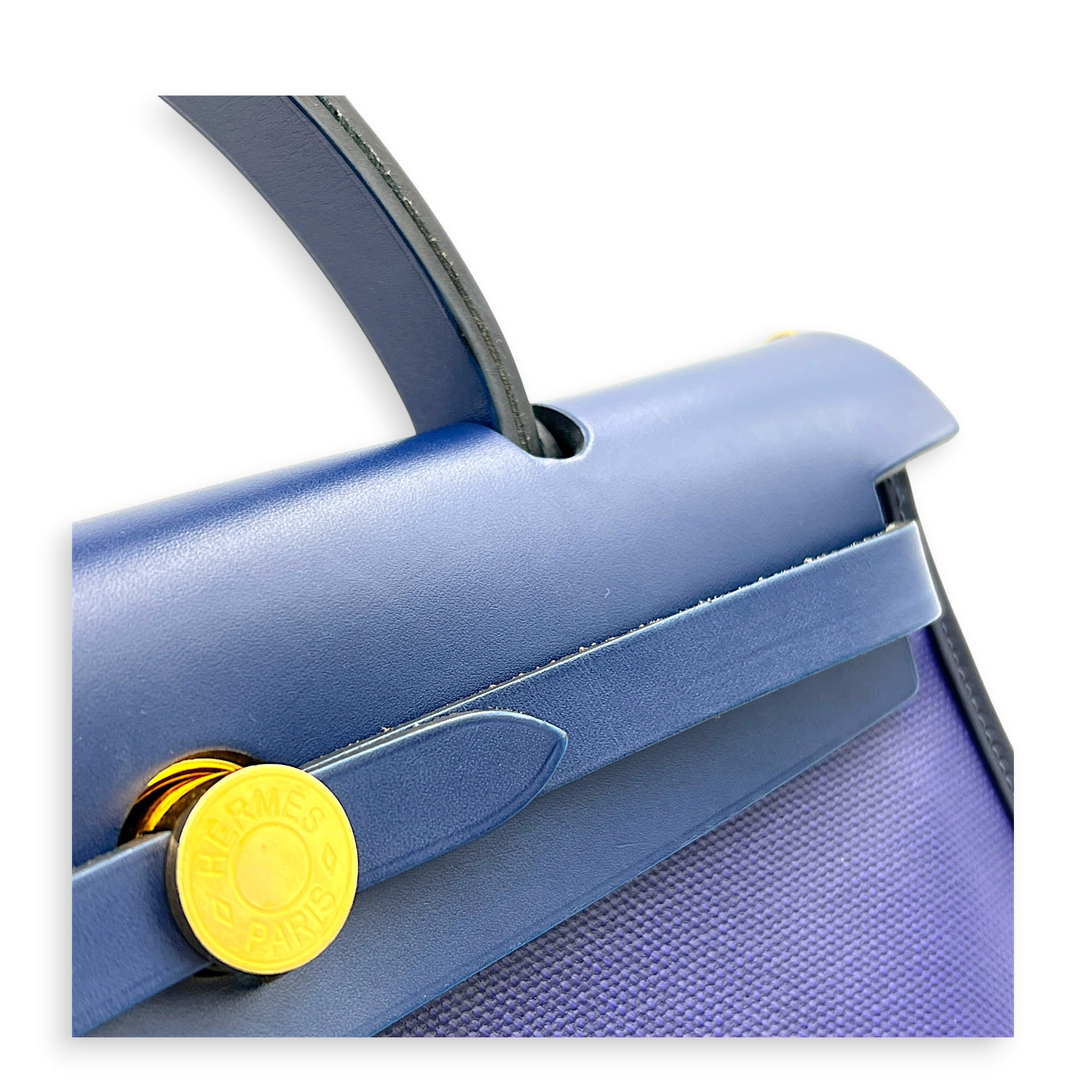 Herbag Blue in Coated Canvas, Silver hardware