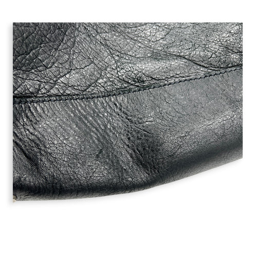 City Boston Black Top Handle Bag in Calfskin, Ruthenium hardware