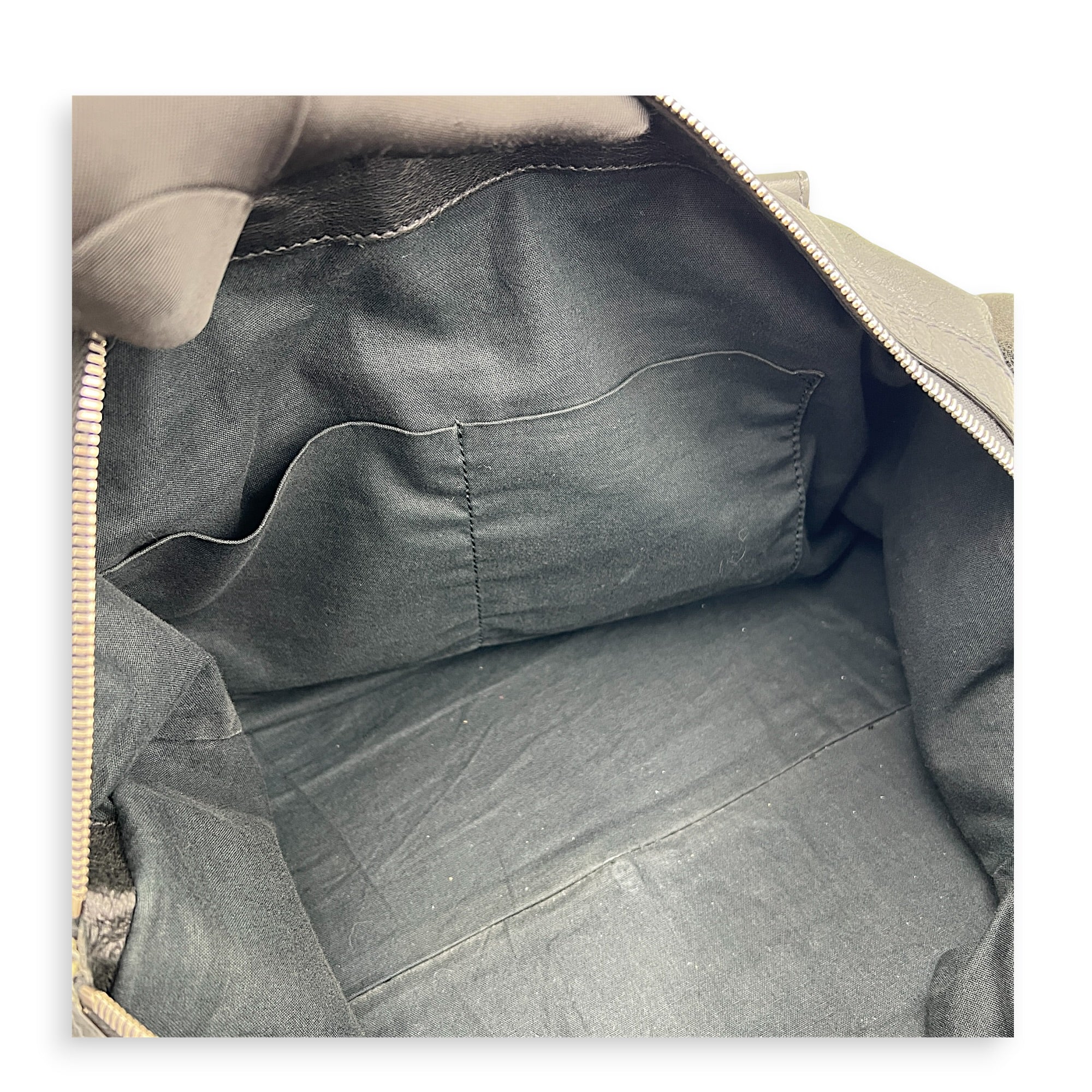 City Boston Black Top Handle Bag in Calfskin, Ruthenium hardware