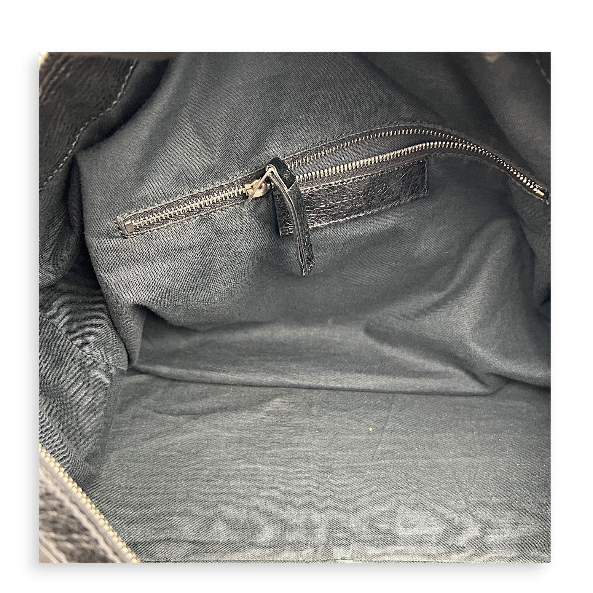 City Boston Black Top Handle Bag in Calfskin, Ruthenium hardware