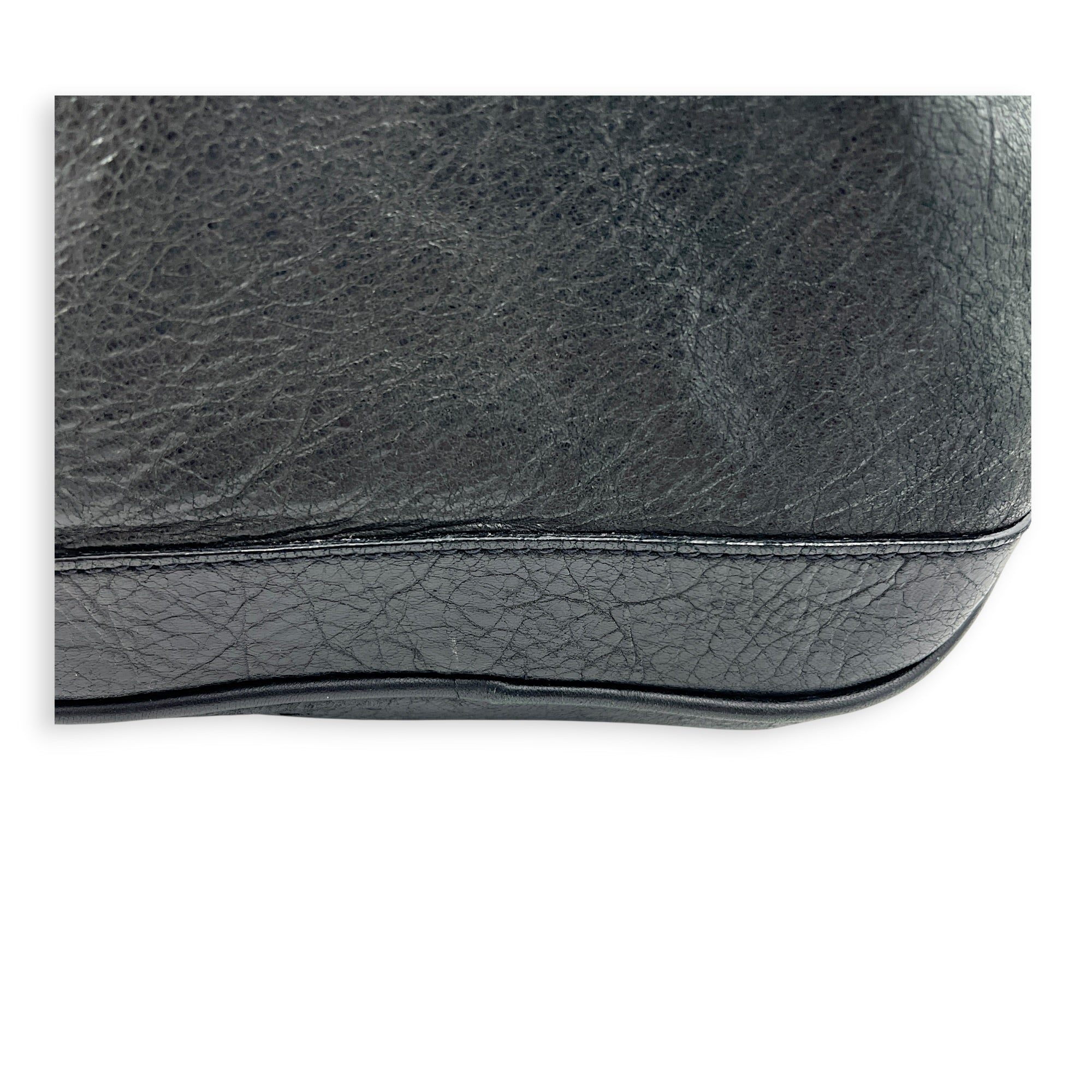 City Boston Black Top Handle Bag in Calfskin, Ruthenium hardware