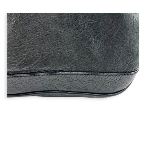 City Boston Black Top Handle Bag in Calfskin, Ruthenium hardware