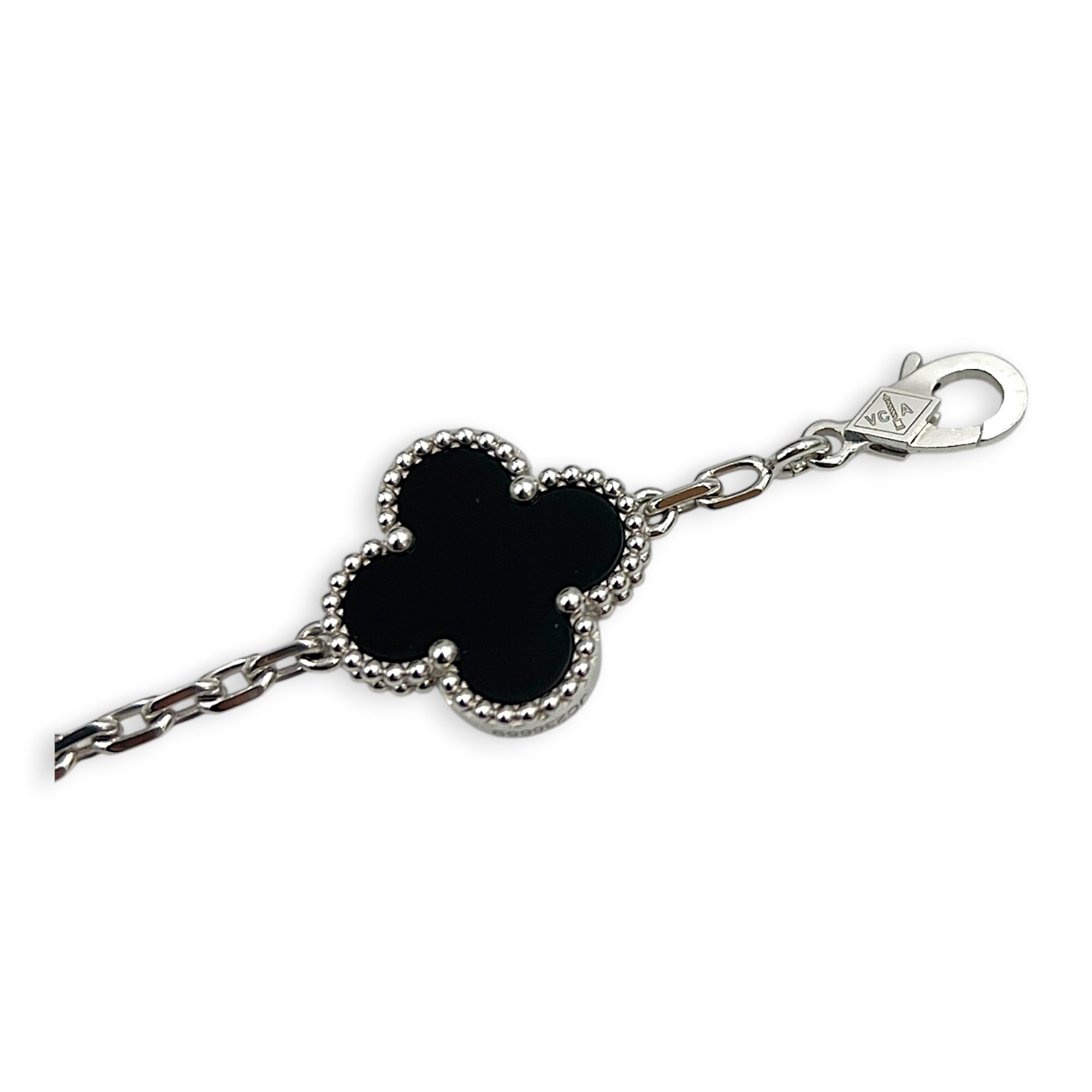 Alhambra Bracelet Black in Onxy/Diamonds/18K White Gold, White Gold hardware