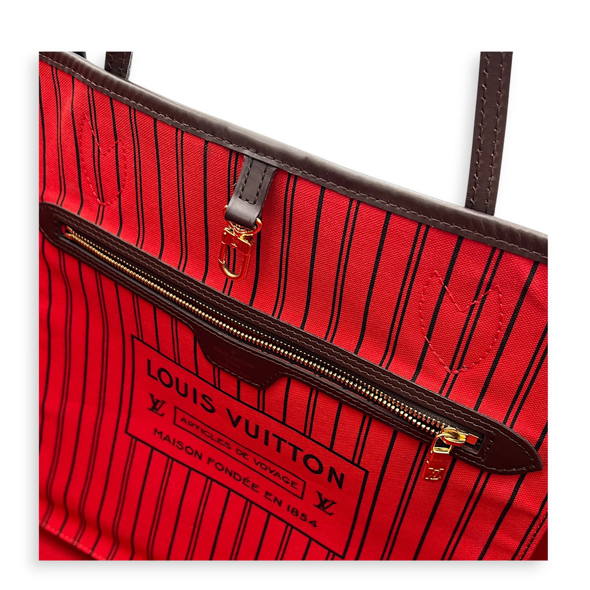 Neverfull GM Damier Ebene Tote Bag in Coated Canvas, Gold hardware