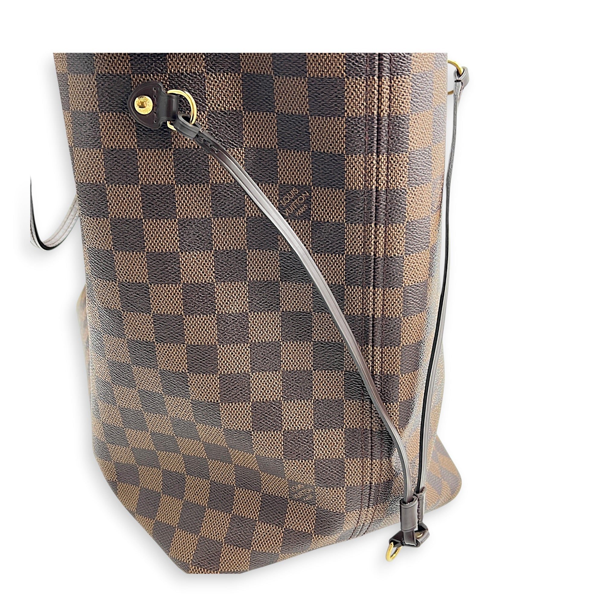 Neverfull GM Damier Ebene Tote Bag in Coated Canvas, Gold hardware