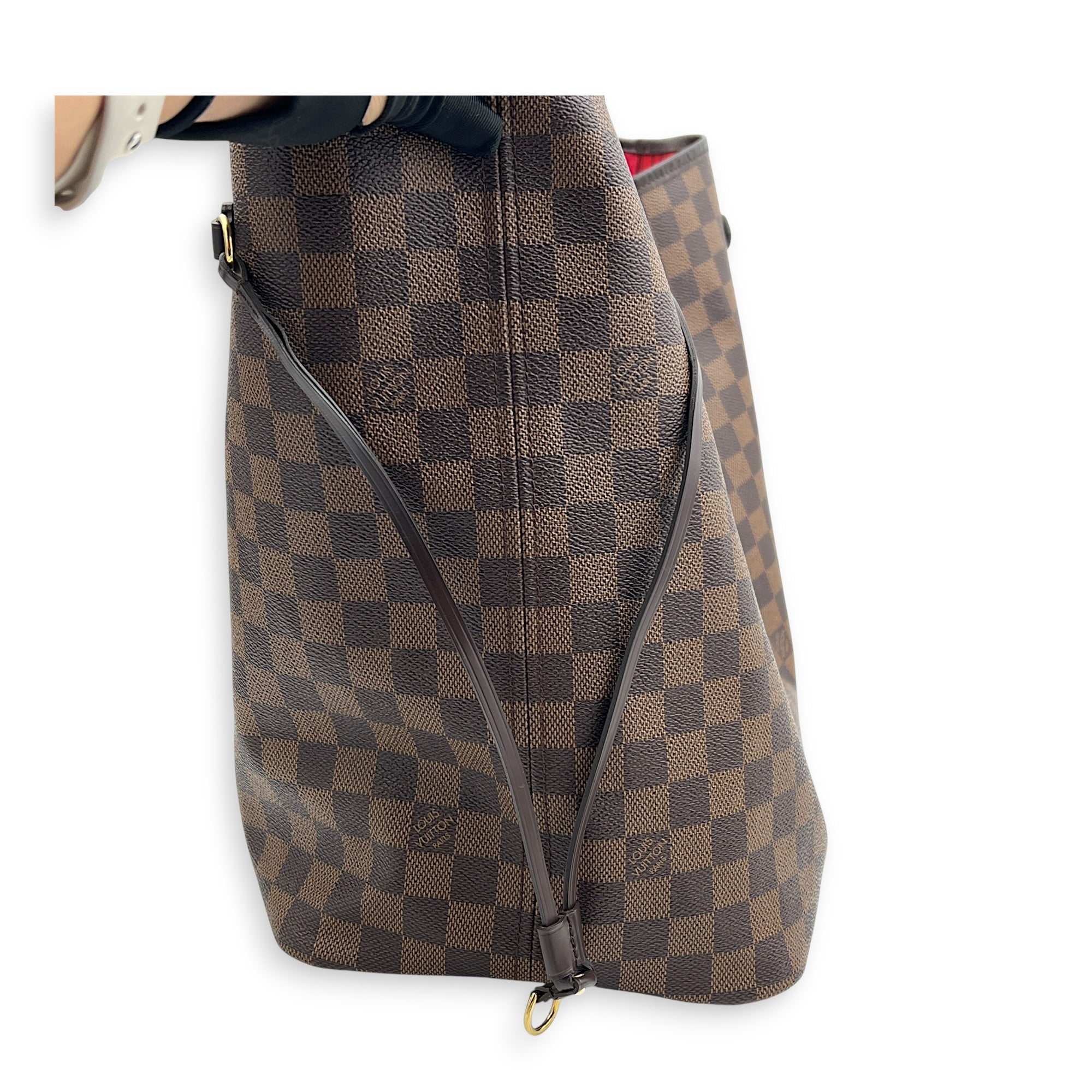 Neverfull GM Damier Ebene Tote Bag in Coated Canvas, Gold hardware