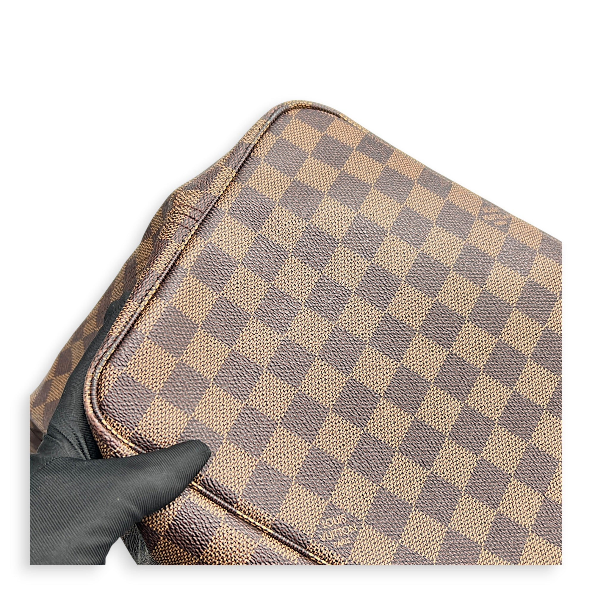 Neverfull GM Damier Ebene Tote Bag in Coated Canvas, Gold hardware