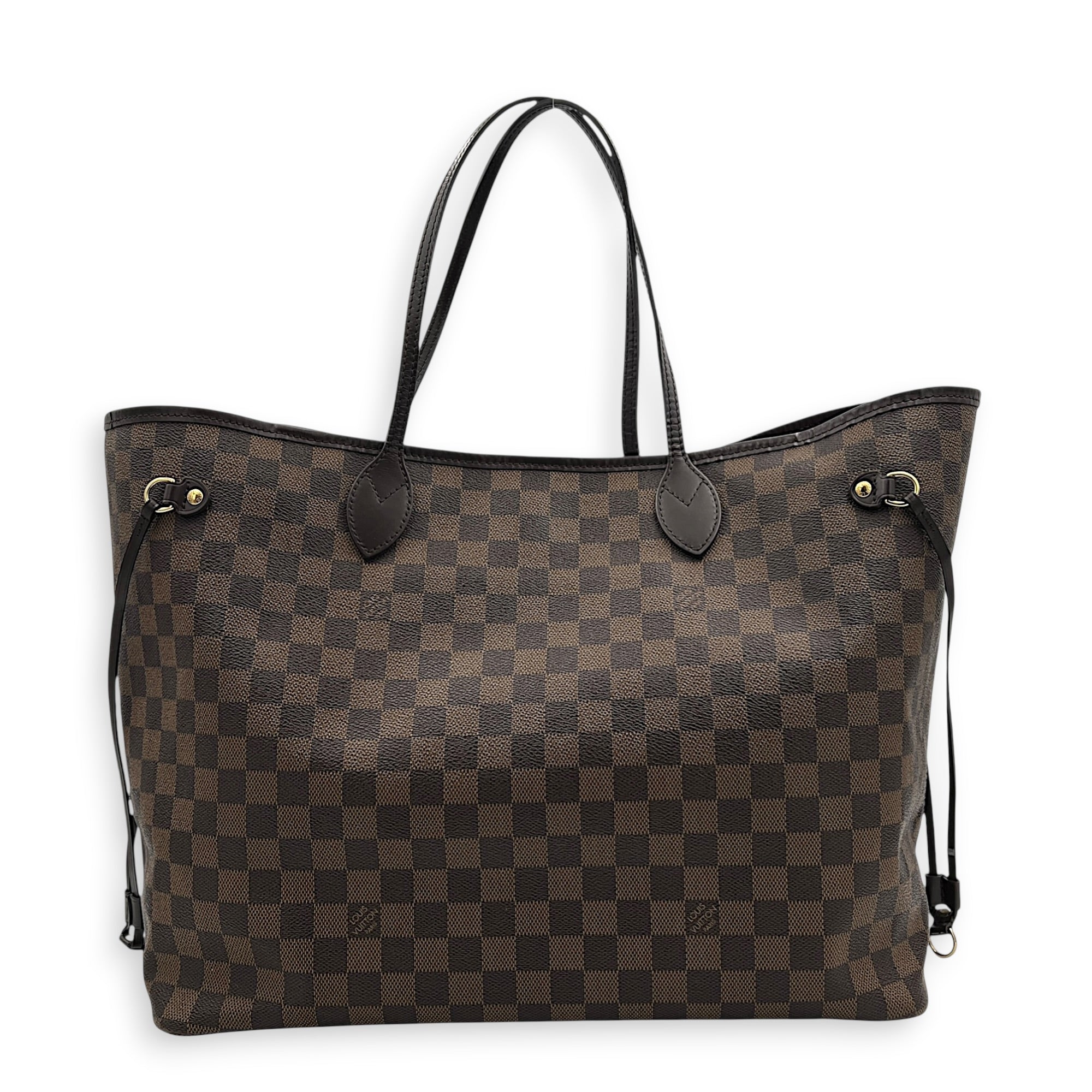 Neverfull GM Damier Ebene Tote Bag in Coated Canvas, Gold hardware
