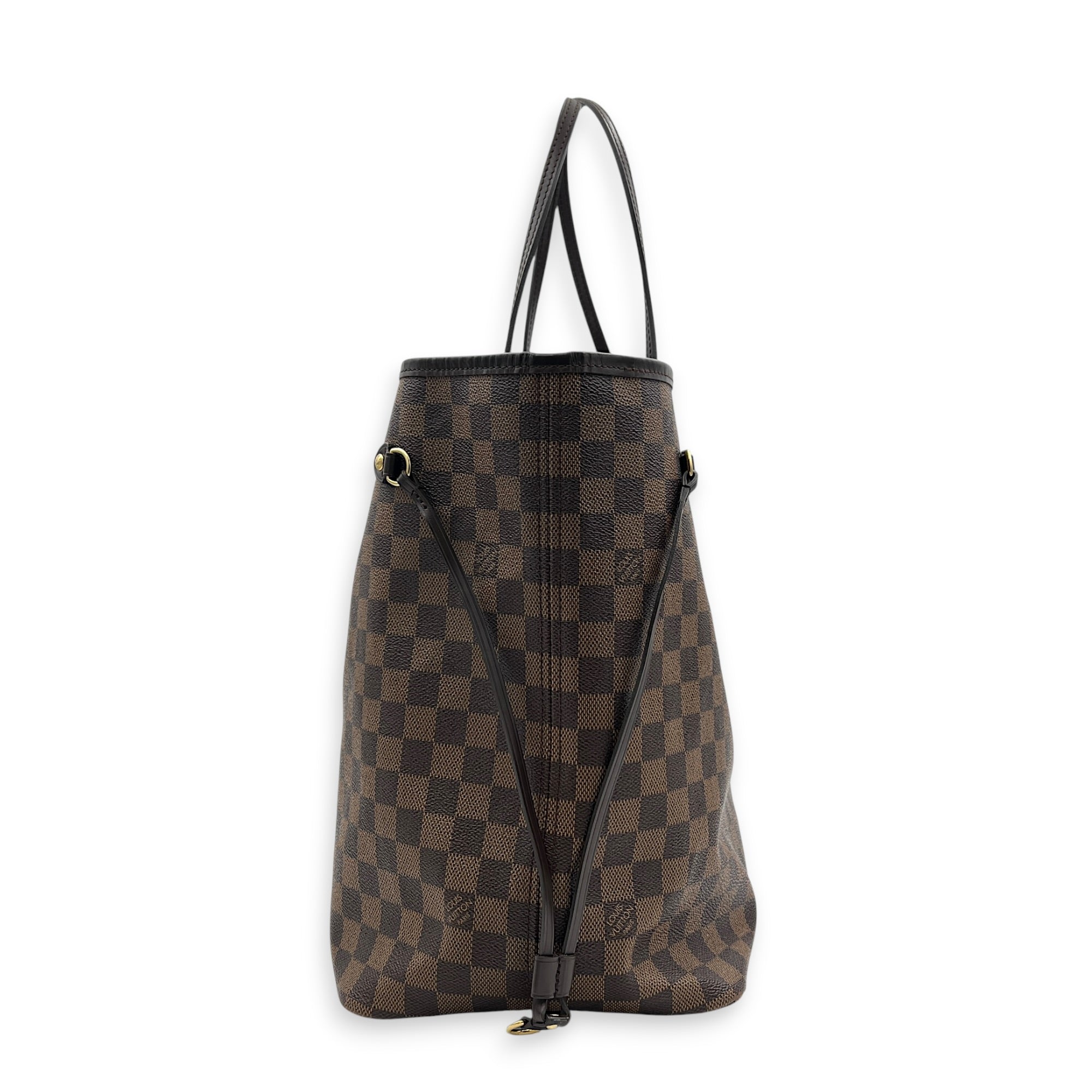 Neverfull GM Damier Ebene Tote Bag in Coated Canvas, Gold hardware