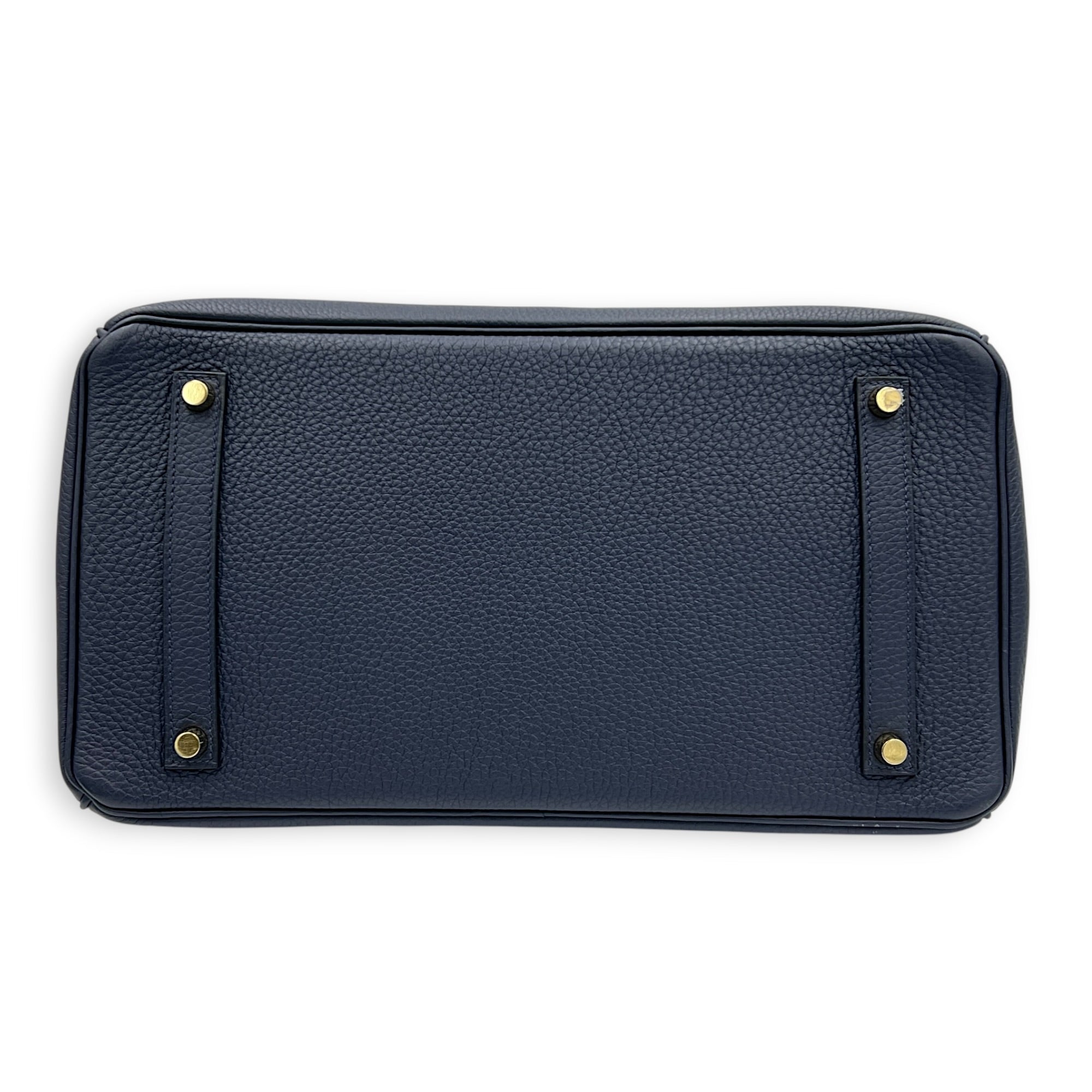 Birkin 35 Blue Nuit Top Handle Bag in Togo, Gold hardware
