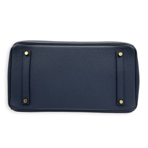 Birkin 35 Blue Nuit Top Handle Bag in Togo, Gold hardware