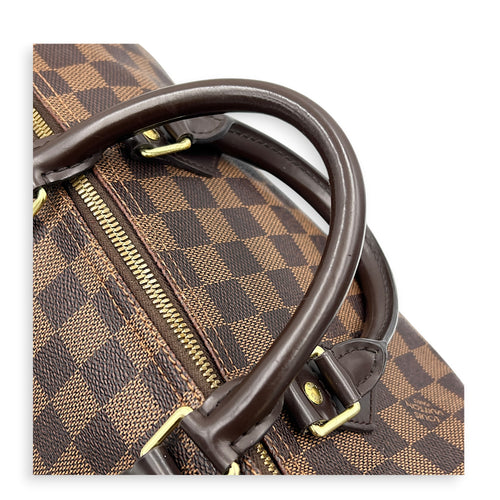 Speedy Bandouliere Top Handle Bag 30 Damier Ebene in Coated Canvas, Gold hardware