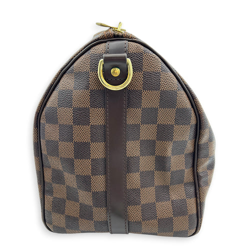 Speedy Bandouliere Top Handle Bag 30 Damier Ebene in Coated Canvas, Gold hardware