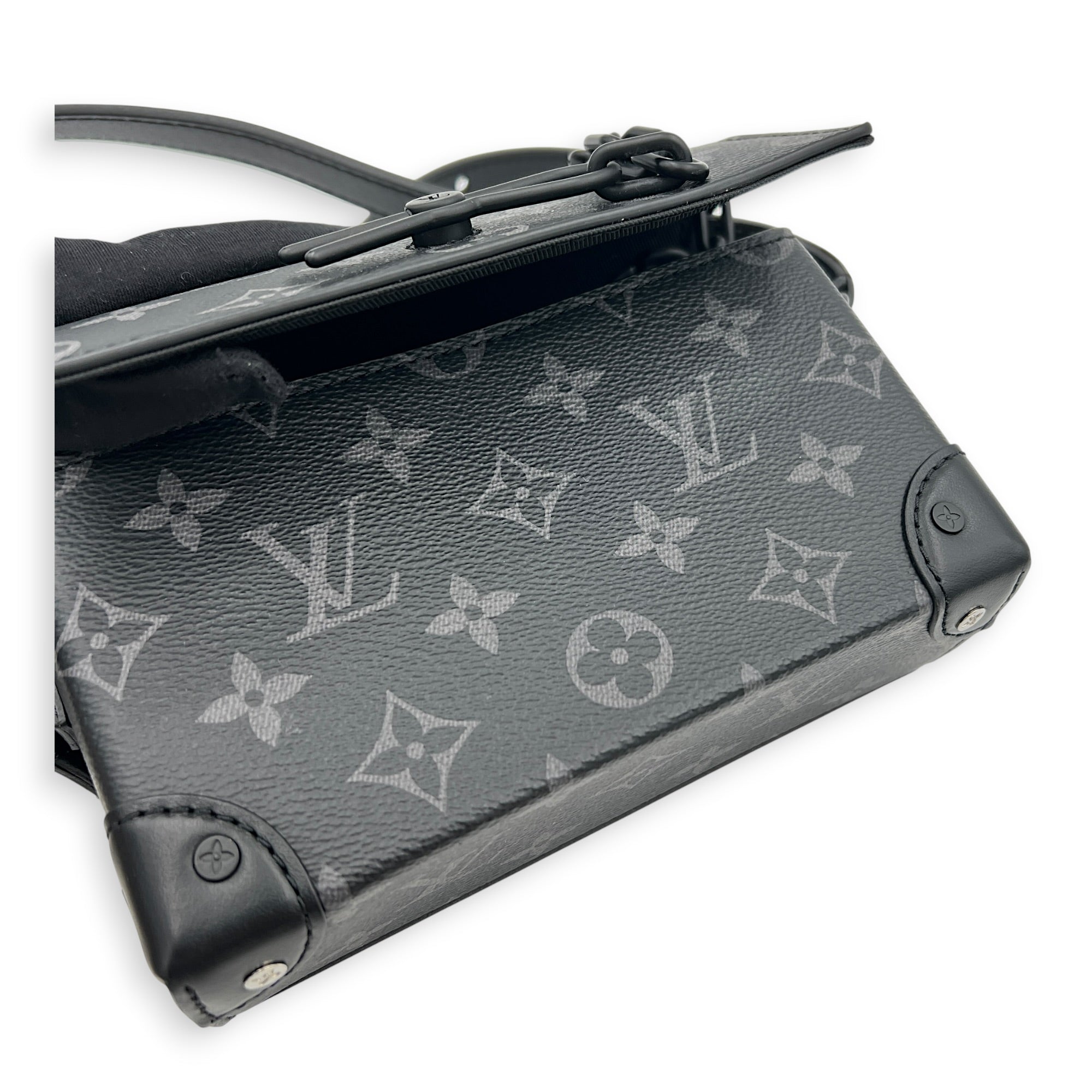 Steamer Crossbody Bag Monogram Eclipse in Monogram Coated Canvas, Gunmetal hardware