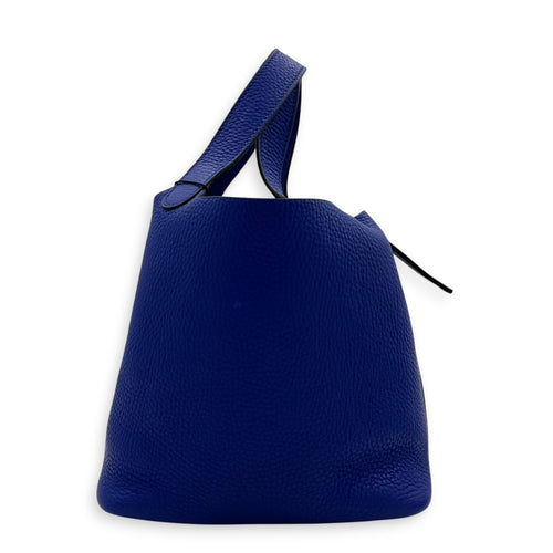 Picotin 18 Bleu Electrique Top Handle Bag in Clemence, Gold hardware