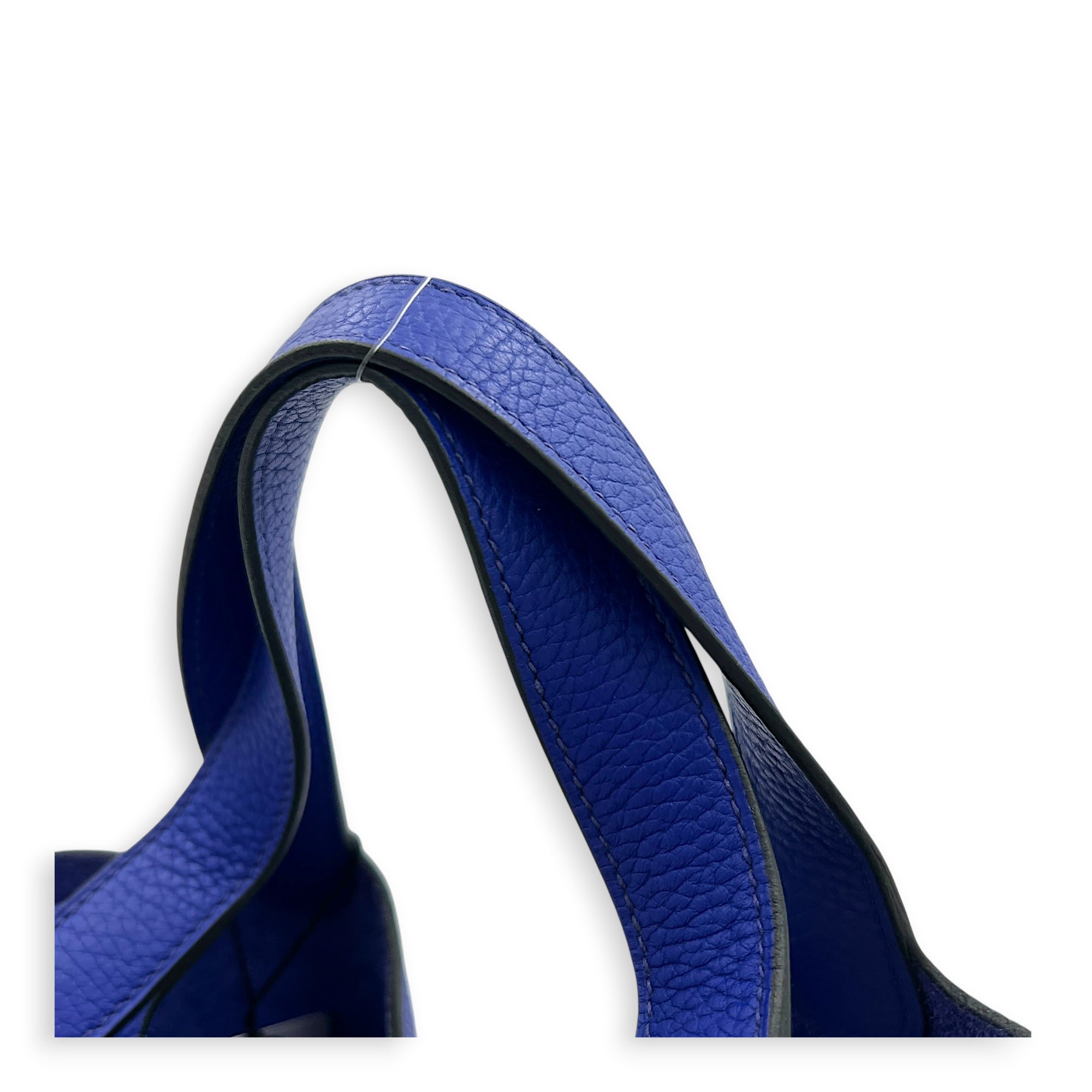 Picotin 18 Bleu Electrique Top Handle Bag in Clemence, Gold hardware