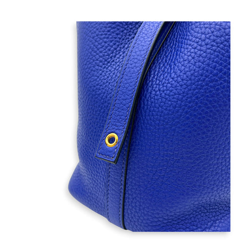 Picotin 18 Bleu Electrique Top Handle Bag in Clemence, Gold hardware