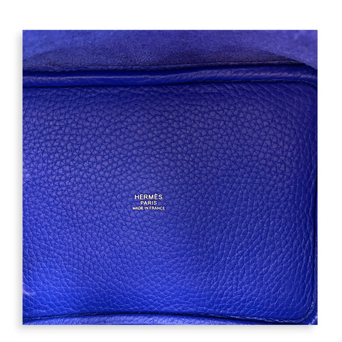 Picotin 18 Bleu Electrique Top Handle Bag in Clemence, Gold hardware