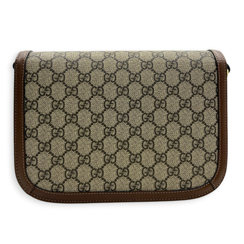Horsebit 1955 Shoulder Bag Brown in Coated Canvas, Gold hardware