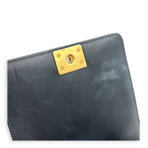 Boy Shoulder Bag Black in Calfskin, Gold hardware