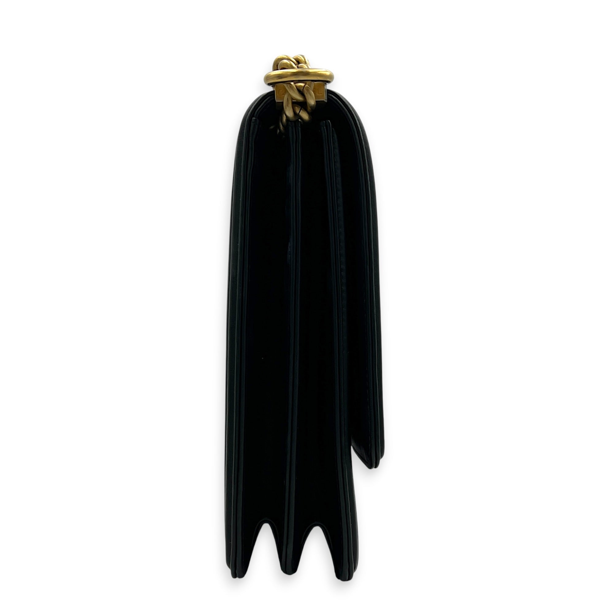 Boy Shoulder Bag Black in Calfskin, Gold hardware