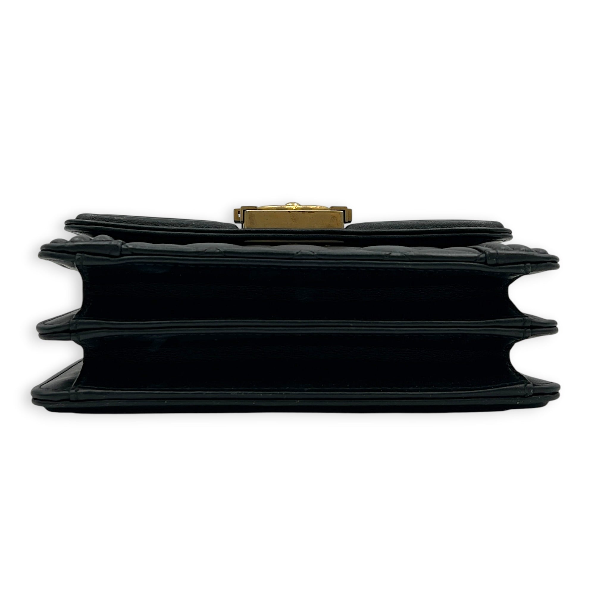 Boy Shoulder Bag Black in Calfskin, Gold hardware