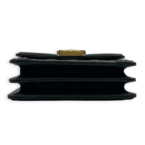 Boy Shoulder Bag Black in Calfskin, Gold hardware