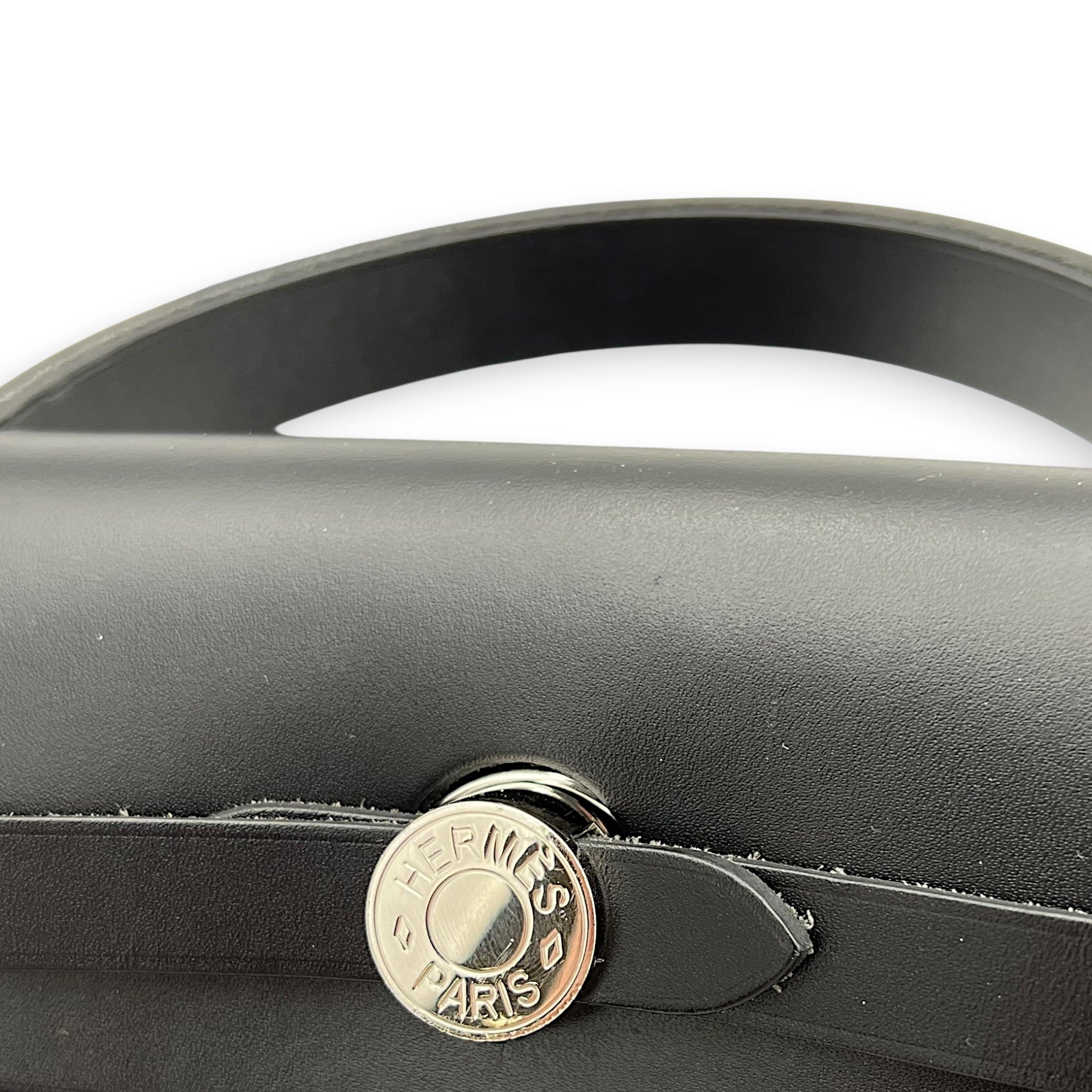 Herbag 31 Black Top Handle Bag in Canvas, Palladium hardware