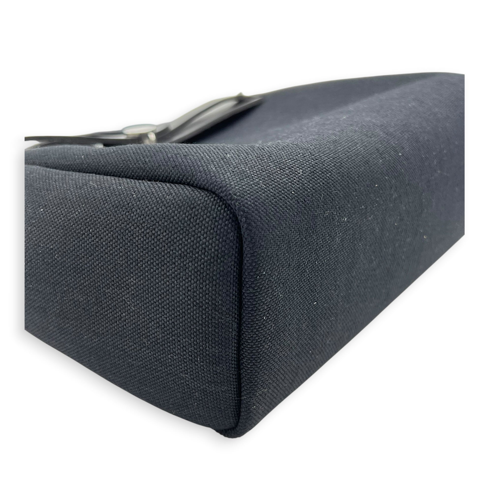 Herbag 31 Black Top Handle Bag in Canvas, Palladium hardware