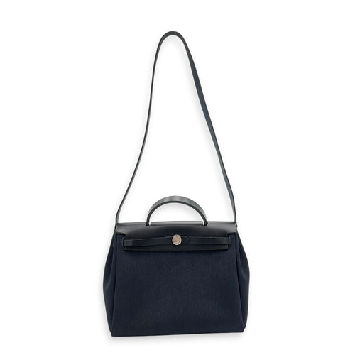 Herbag 31 Black Top Handle Bag in Canvas, Palladium hardware