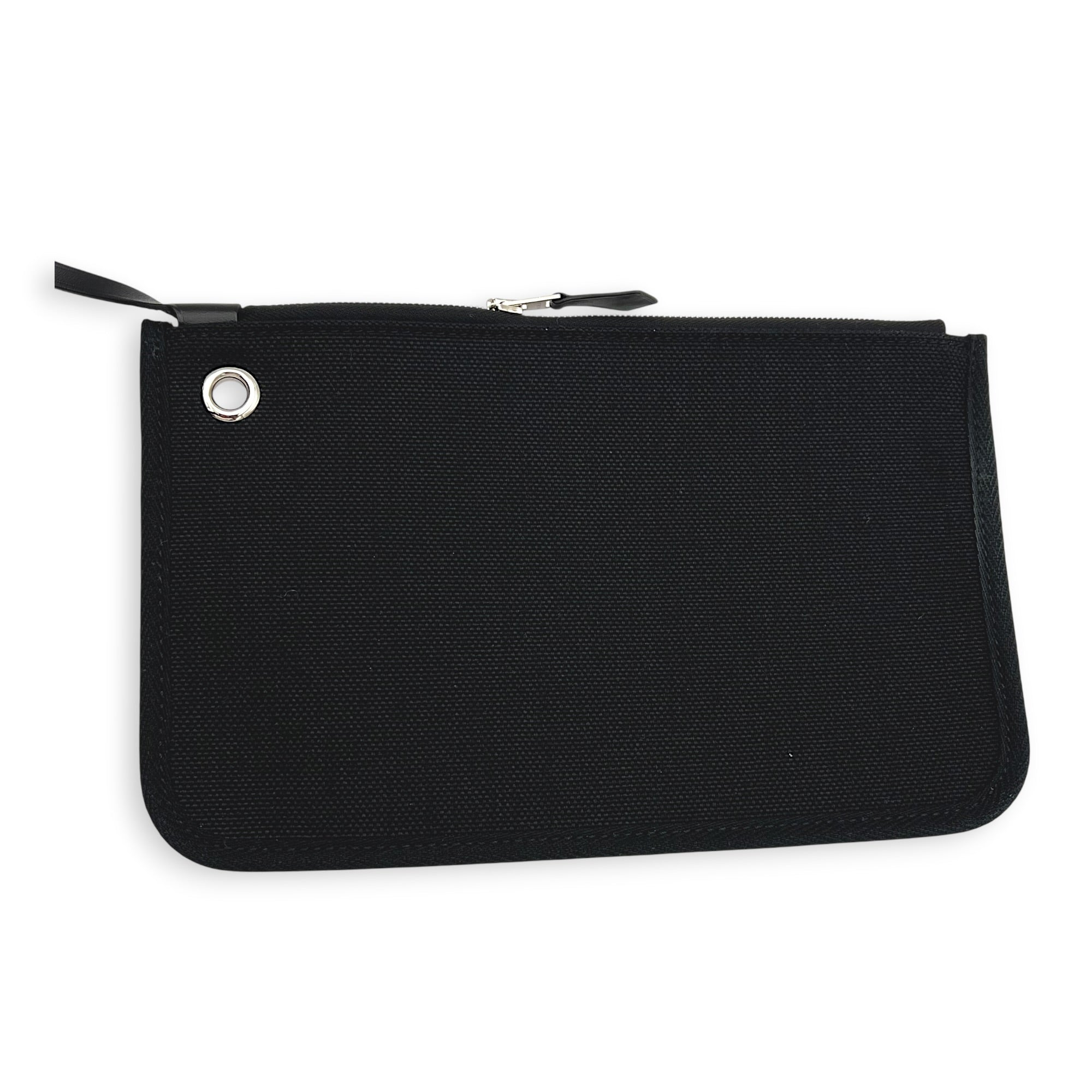 Herbag 31 Black Top Handle Bag in Canvas, Palladium hardware