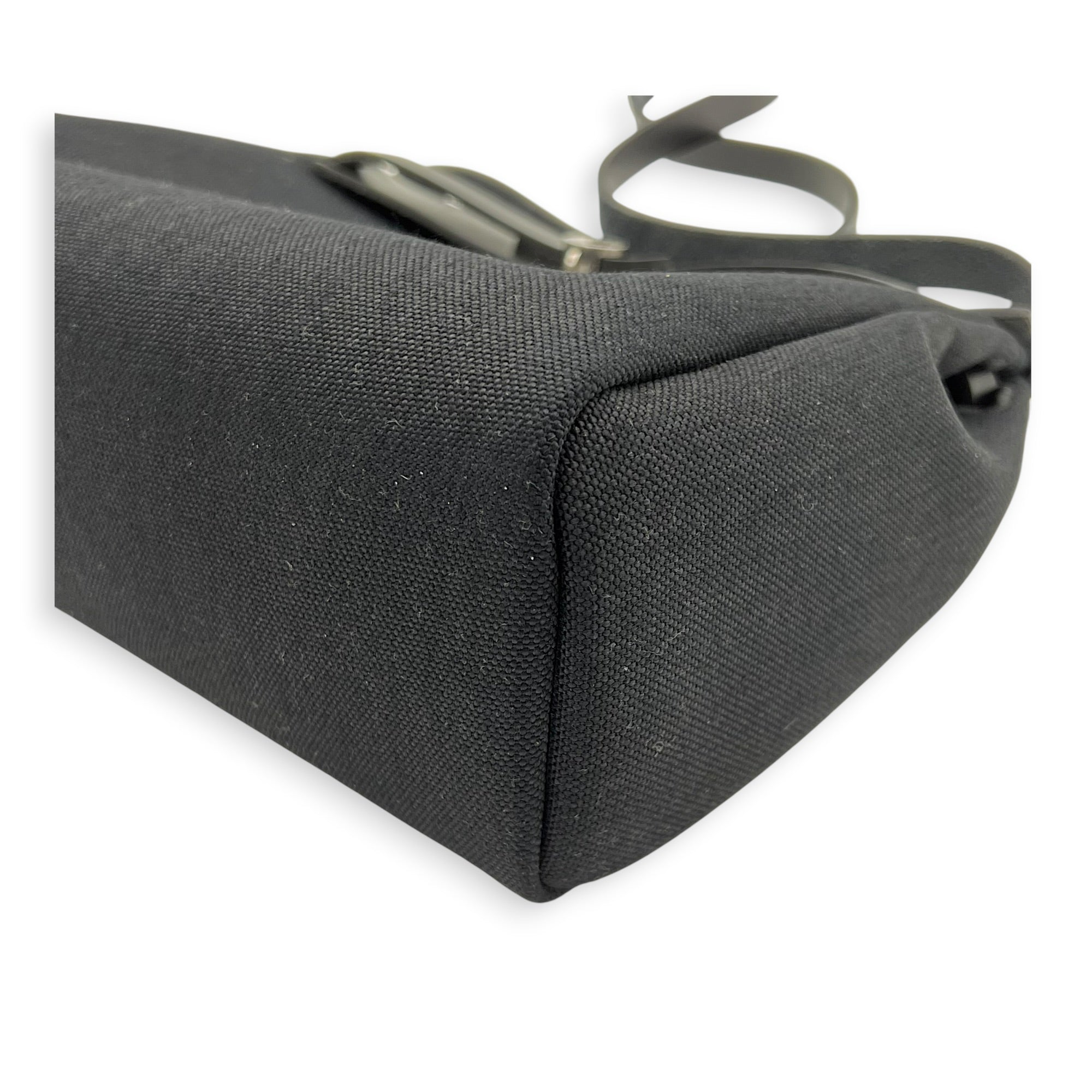 Herbag 31 Black Top Handle Bag in Canvas, Palladium hardware
