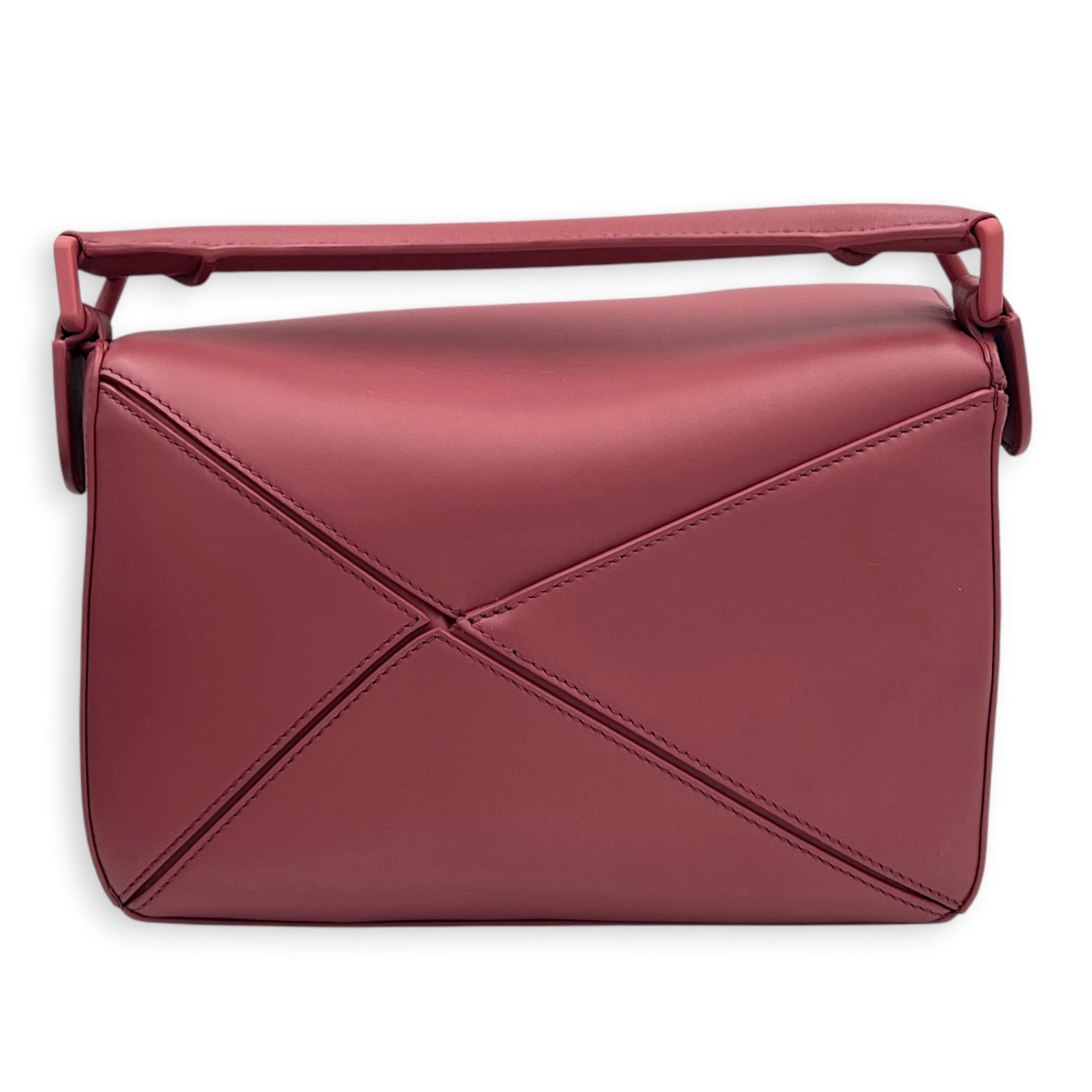 Puzzle Shoulder Bag Small Raspberry in Calfskin, Monochrome hardware