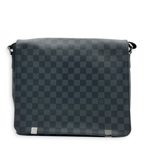 District Shoulder Bag Black in Coated Canvas, Silver hardware