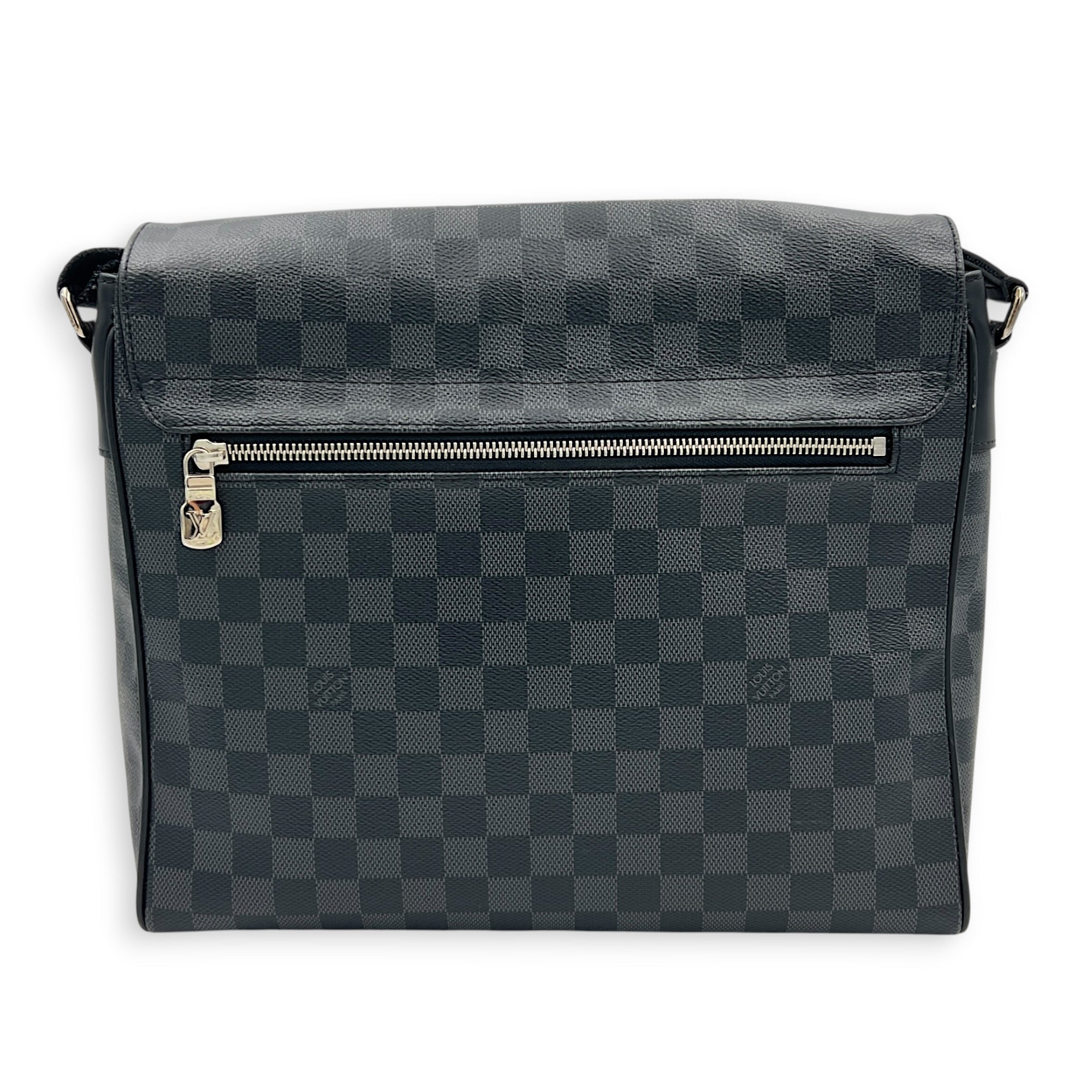 District Shoulder Bag Black in Coated Canvas, Silver hardware