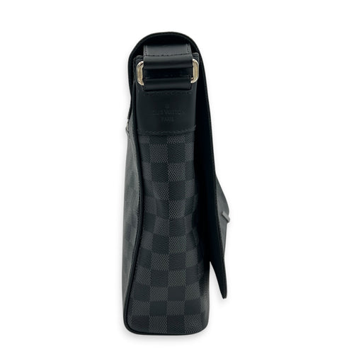 District Shoulder Bag Black in Coated Canvas, Silver hardware