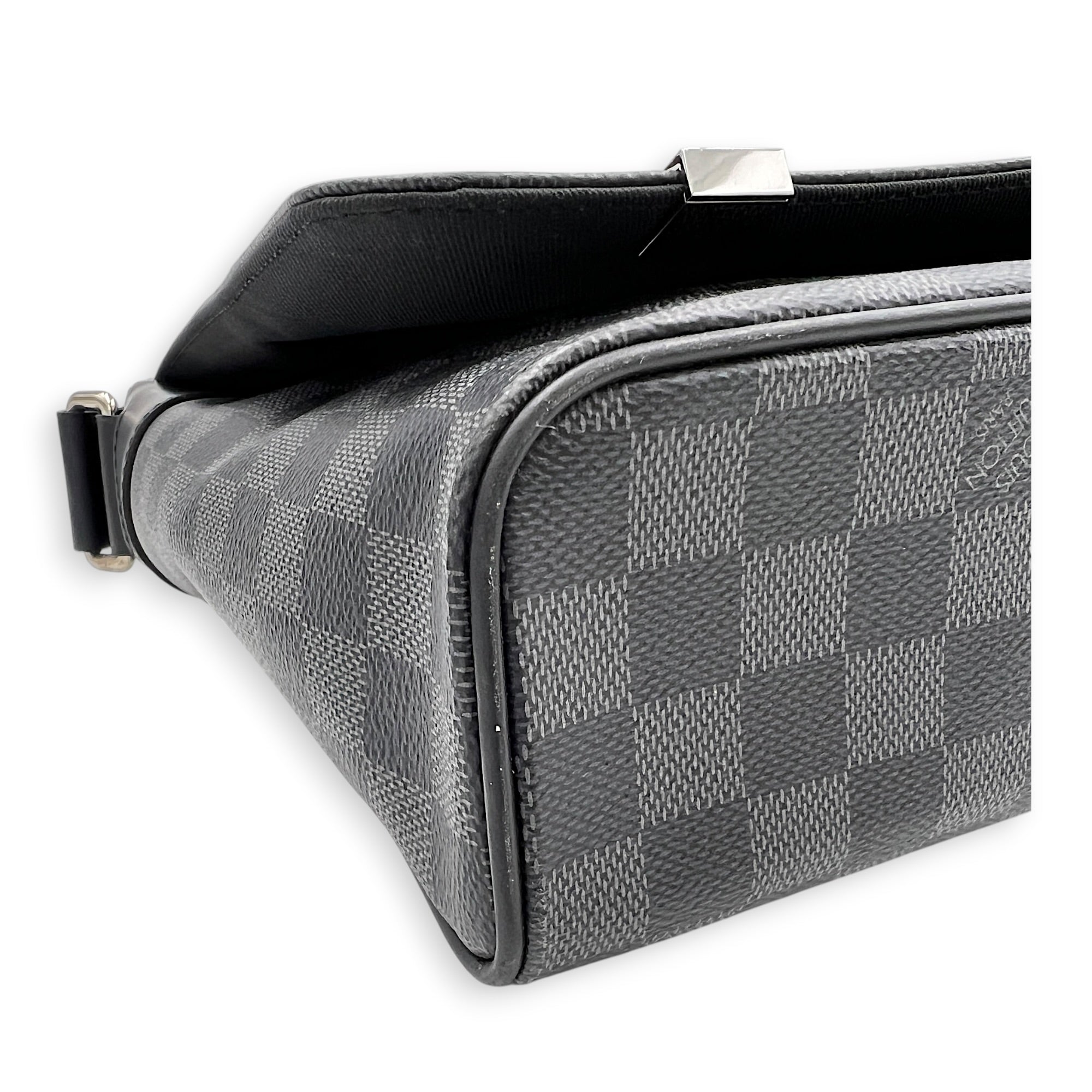 District Shoulder Bag Black in Coated Canvas, Silver hardware