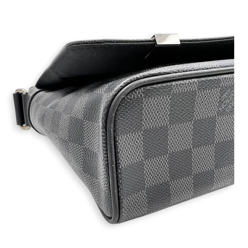 District Shoulder Bag Black in Coated Canvas, Silver hardware