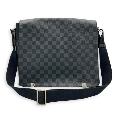 District Shoulder Bag Black in Coated Canvas, Silver hardware