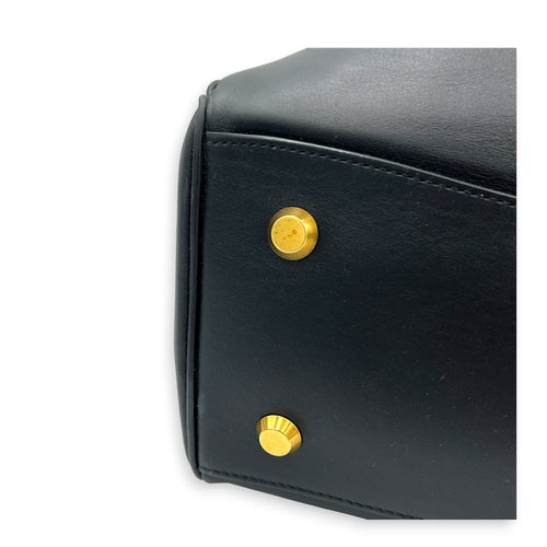 Rodeo Large Black Shoulder Bag in Calfskin, Gold hardware