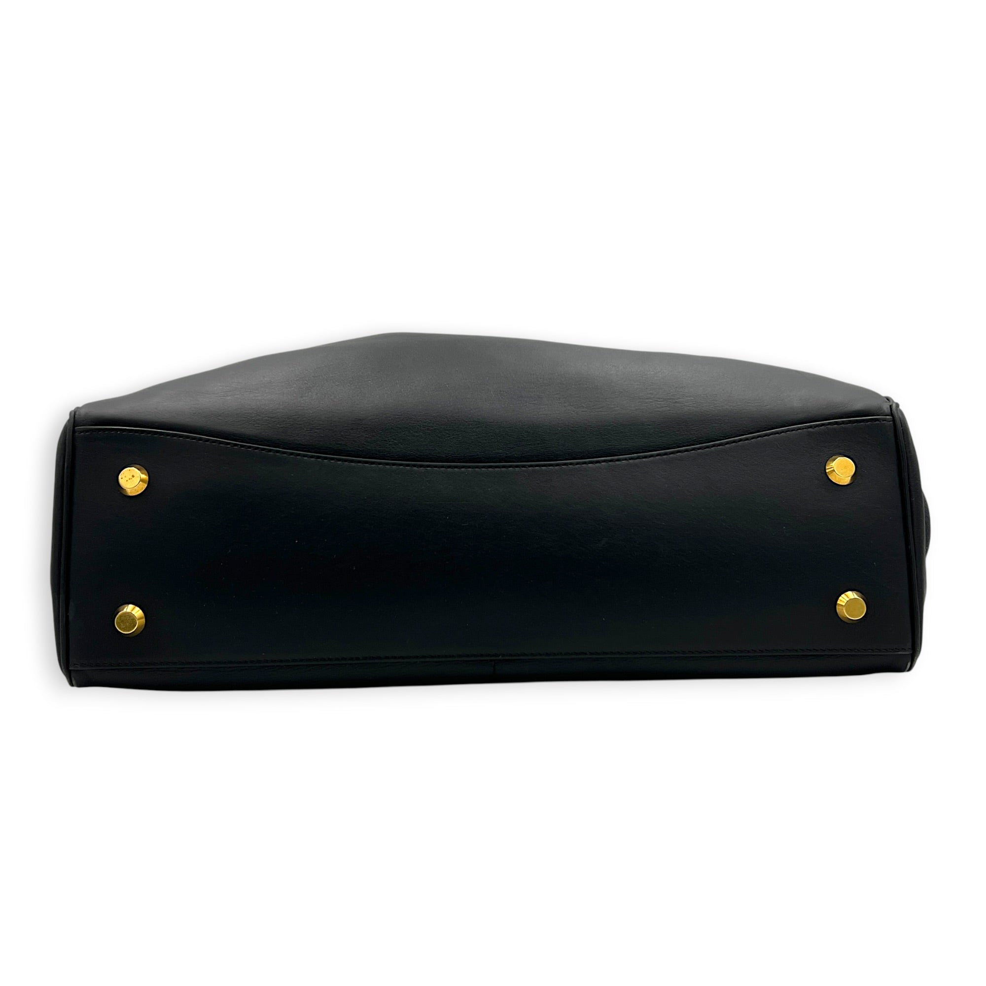 Rodeo Large Black Shoulder Bag in Calfskin, Gold hardware