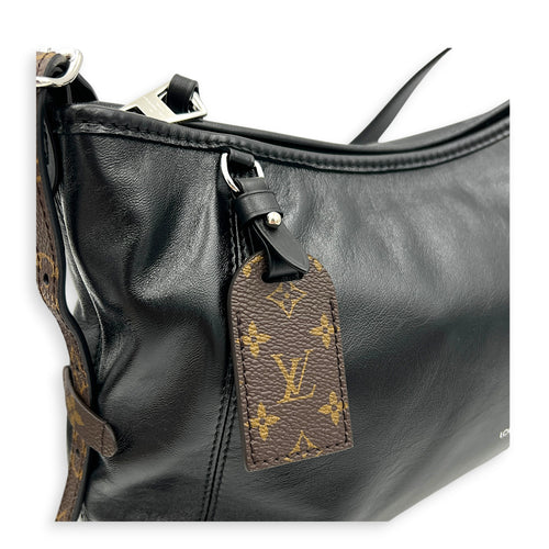 Carryall East West Shoulder Bag Noir in Calfskin, Silver hardware