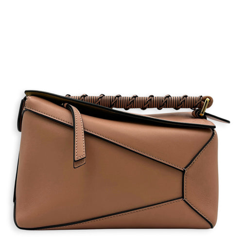 Puzzle Top Handle Bag Small Blush in Calfskin, Gold hardware