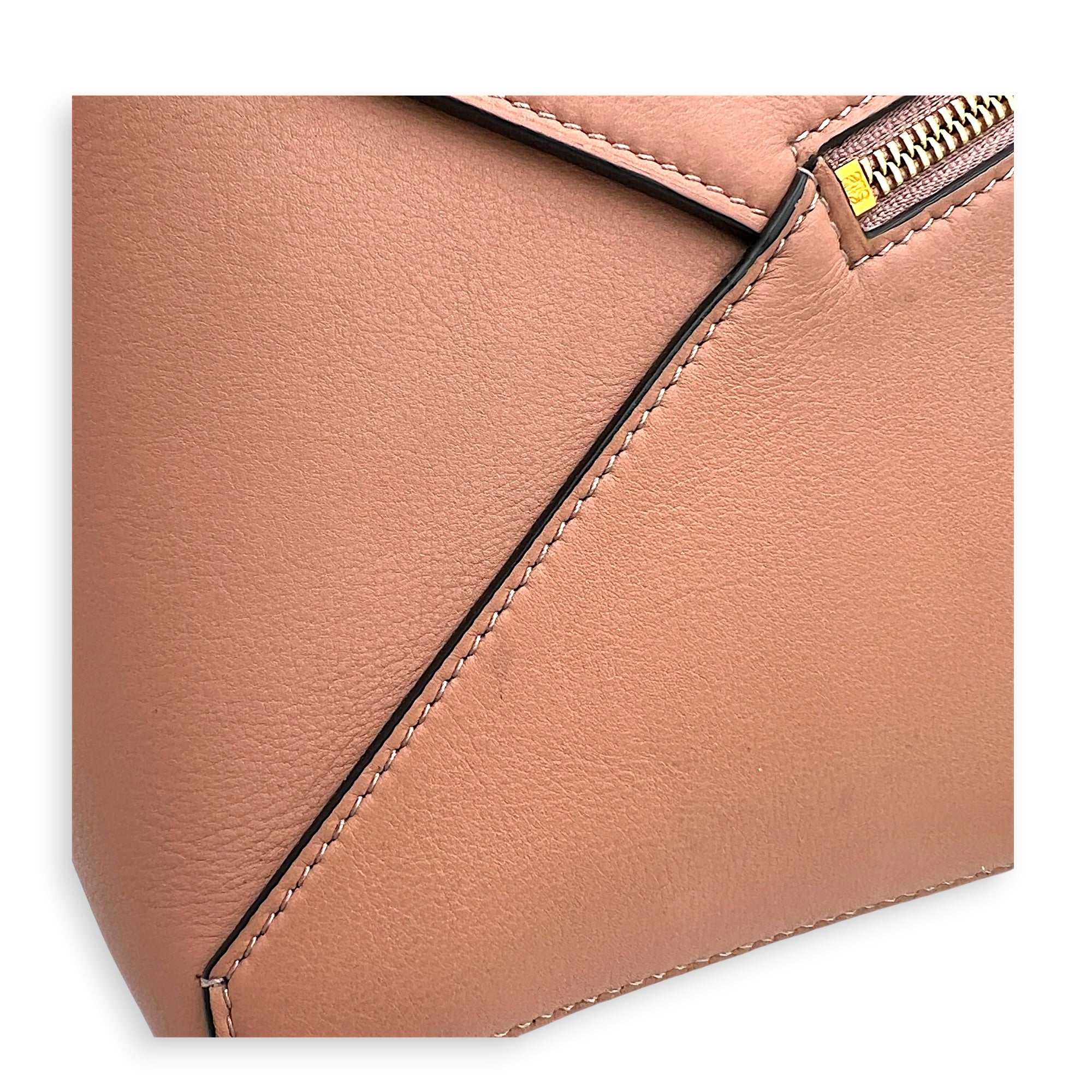 Puzzle Top Handle Bag Small Blush in Calfskin, Gold hardware