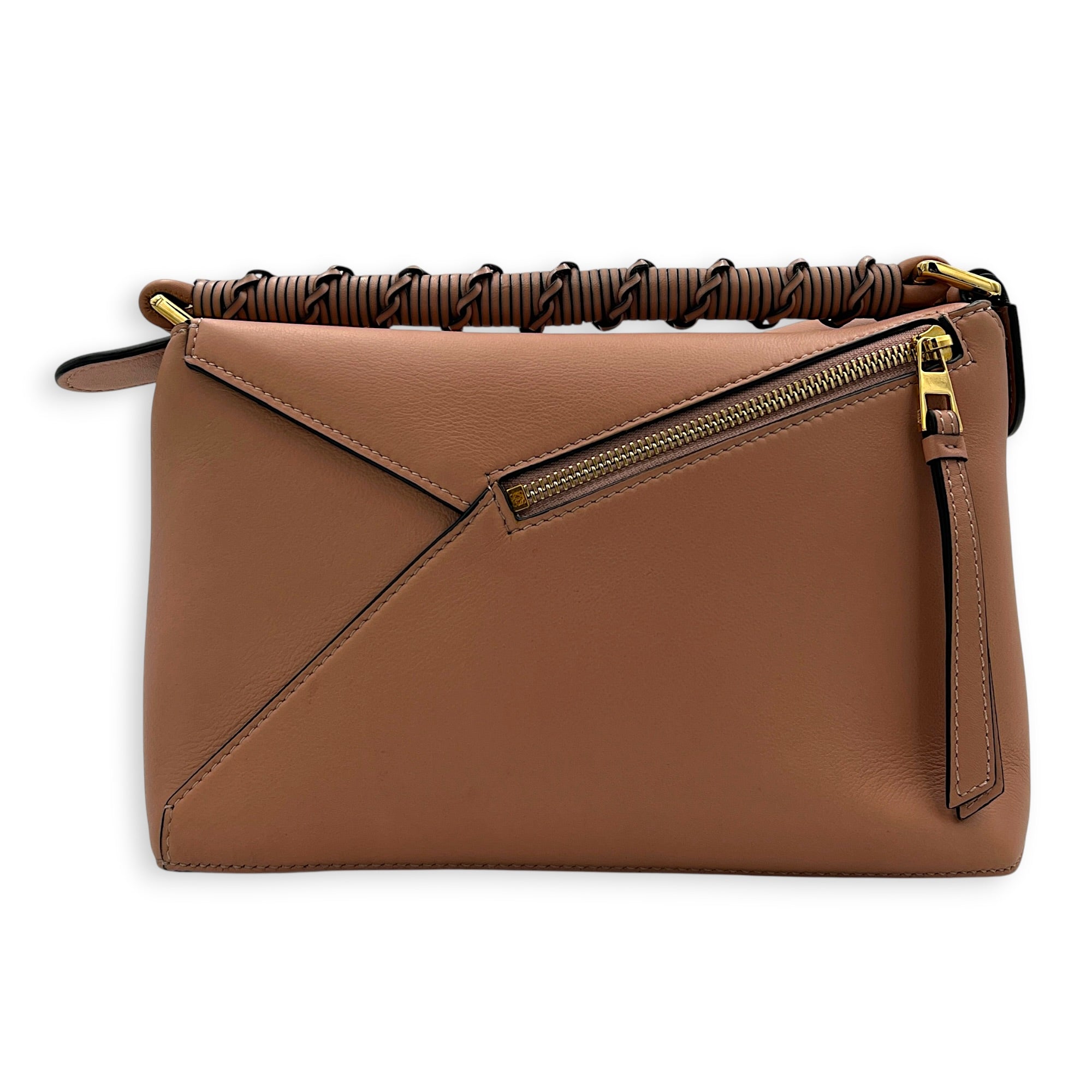 Puzzle Top Handle Bag Small Blush in Calfskin, Gold hardware