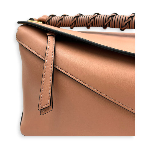 Puzzle Top Handle Bag Small Blush in Calfskin, Gold hardware